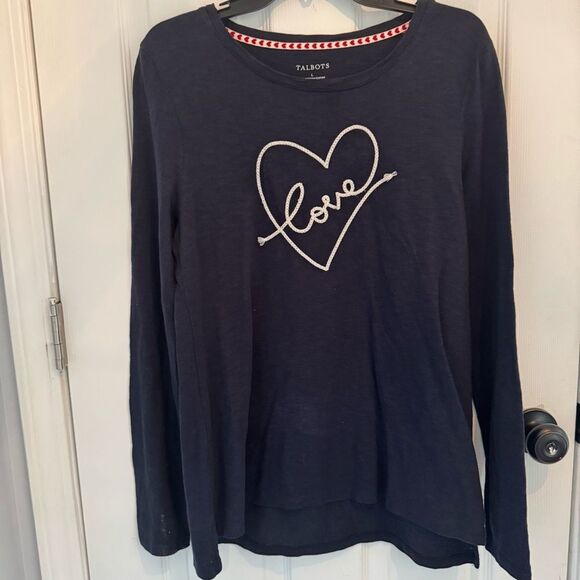 Talbots Women CREWNECK TEE  Love HEART size large - Picture 1 of 5